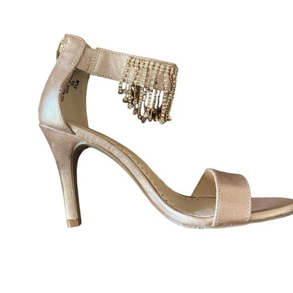 Adrienne Vitadini rose gold rhinestone fringe high heels - Picture 10 of 15